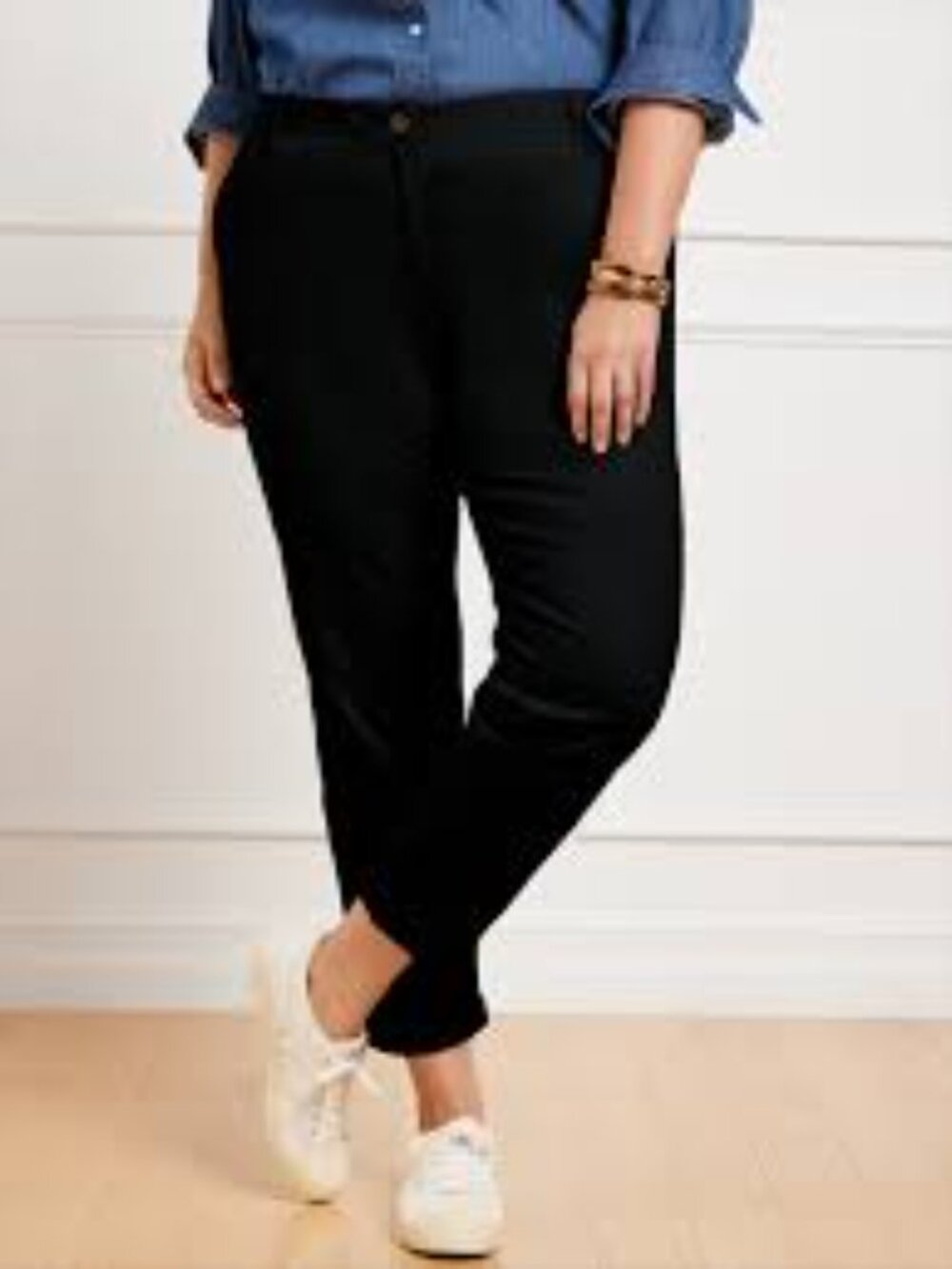 Talbots 5 Pocket Pants Women 12P Straight Leg Black Cotton Blend Chinos
